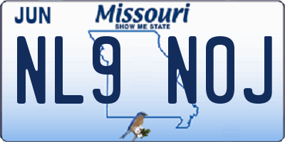 MO license plate NL9N0J