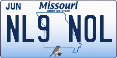 MO license plate NL9N0L