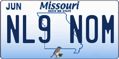 MO license plate NL9N0M