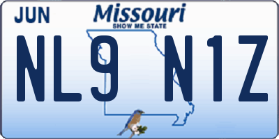MO license plate NL9N1Z