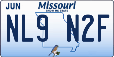 MO license plate NL9N2F