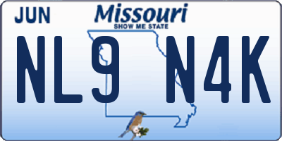 MO license plate NL9N4K