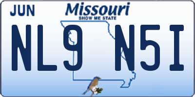 MO license plate NL9N5I