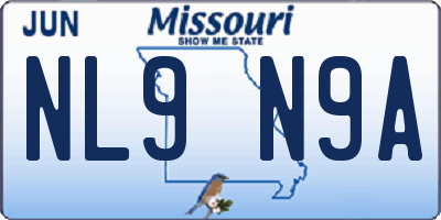 MO license plate NL9N9A