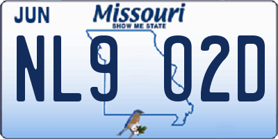 MO license plate NL9O2D