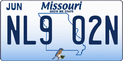 MO license plate NL9O2N
