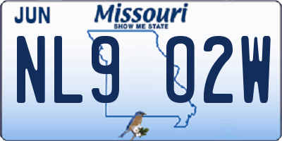 MO license plate NL9O2W