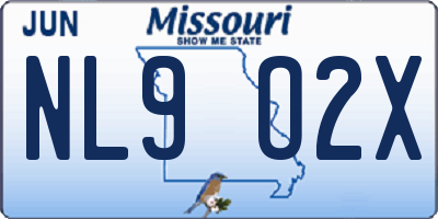 MO license plate NL9O2X