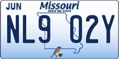 MO license plate NL9O2Y