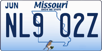 MO license plate NL9O2Z