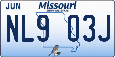 MO license plate NL9O3J