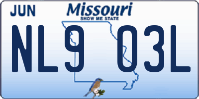 MO license plate NL9O3L