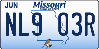 MO license plate NL9O3R