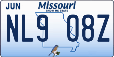 MO license plate NL9O8Z