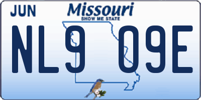 MO license plate NL9O9E