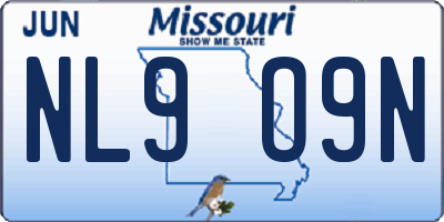 MO license plate NL9O9N