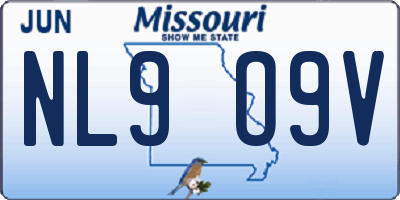MO license plate NL9O9V