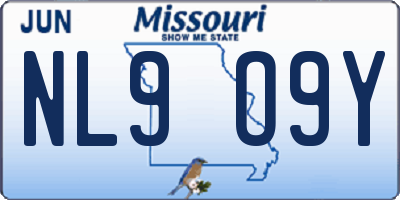 MO license plate NL9O9Y