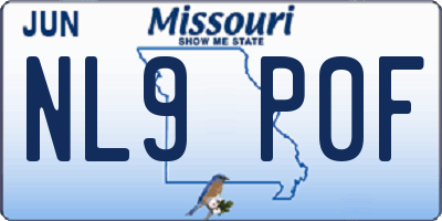 MO license plate NL9P0F