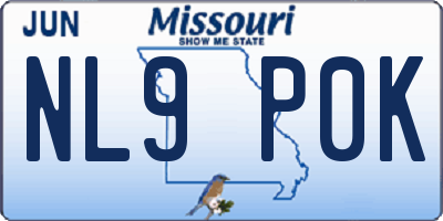 MO license plate NL9P0K