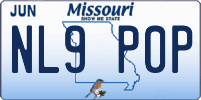 MO license plate NL9P0P