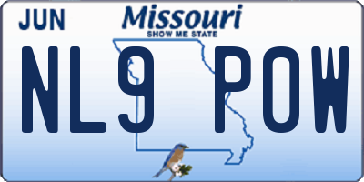 MO license plate NL9P0W