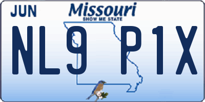 MO license plate NL9P1X