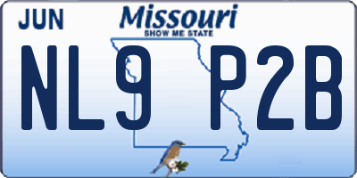 MO license plate NL9P2B