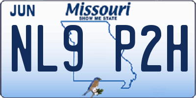 MO license plate NL9P2H