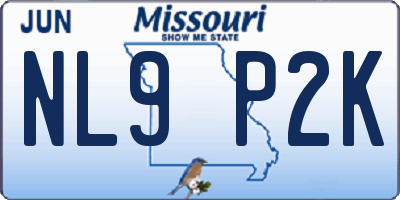 MO license plate NL9P2K
