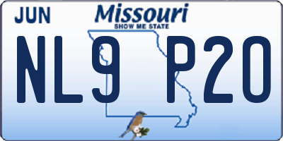 MO license plate NL9P2O