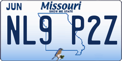 MO license plate NL9P2Z