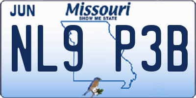 MO license plate NL9P3B