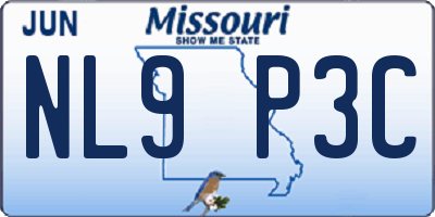 MO license plate NL9P3C