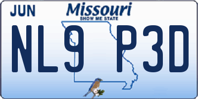 MO license plate NL9P3D