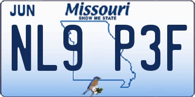 MO license plate NL9P3F