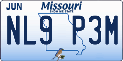 MO license plate NL9P3M