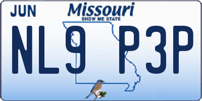 MO license plate NL9P3P