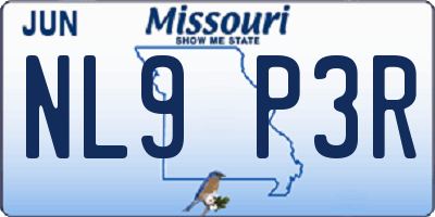 MO license plate NL9P3R