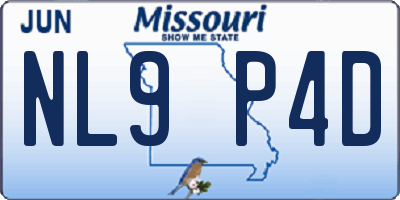 MO license plate NL9P4D