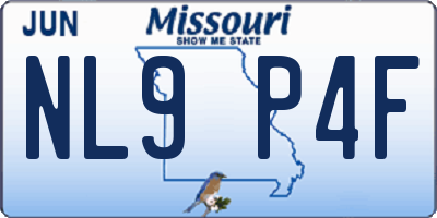 MO license plate NL9P4F