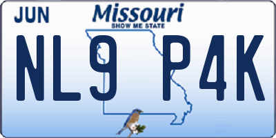 MO license plate NL9P4K