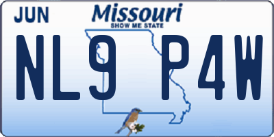 MO license plate NL9P4W
