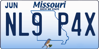 MO license plate NL9P4X