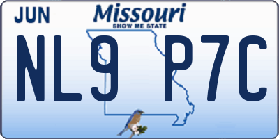 MO license plate NL9P7C