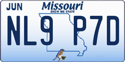 MO license plate NL9P7D