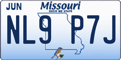 MO license plate NL9P7J