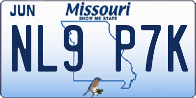 MO license plate NL9P7K