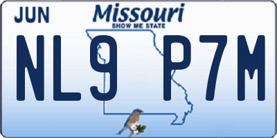 MO license plate NL9P7M