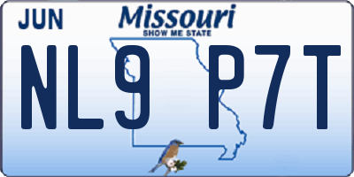 MO license plate NL9P7T